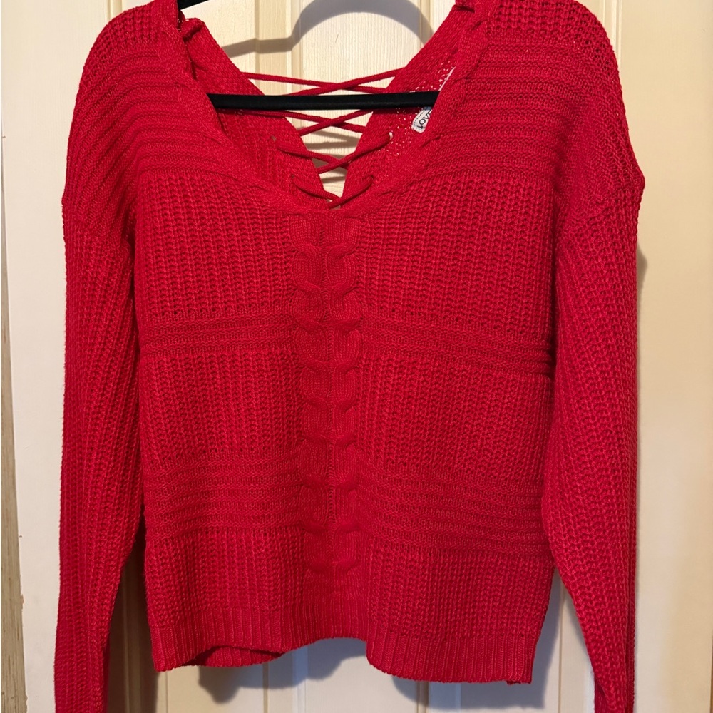 Chic Red V-Neck Sweater